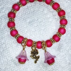Elegant Pink and Gold Beaded Bracelet